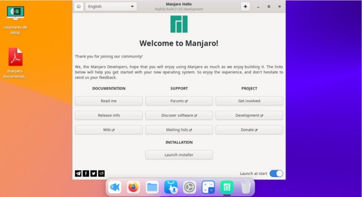 Manjaro 21.0.6 mit Cutefish Desktop